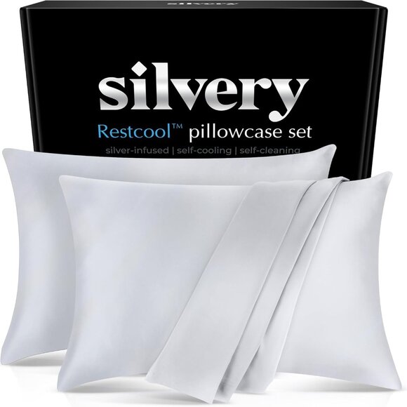 Experience Luxury Sleep with Restcool Silver Cooling Pillowcases - 2 Pack Queen